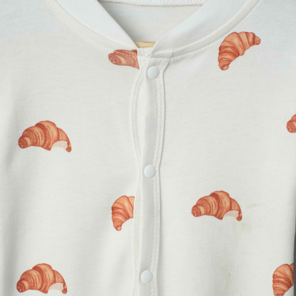 Organic Cotton Footed Onesie - Croissant Candy