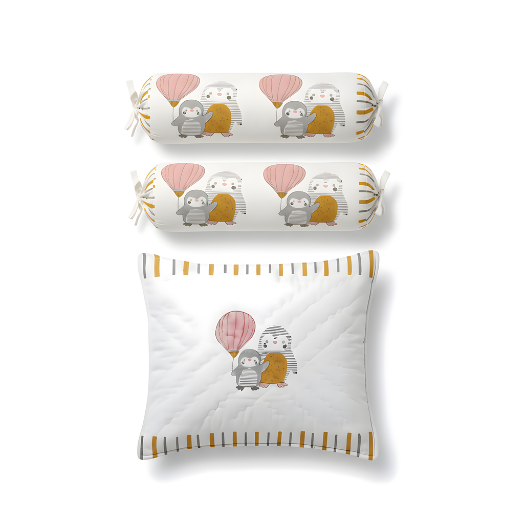 3-Pc Pillow & Bolster Set - Penguin Party