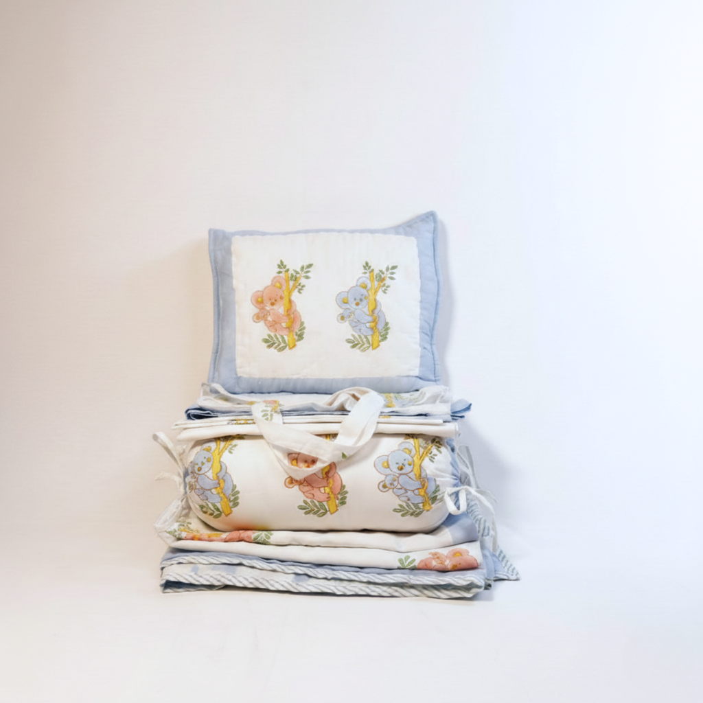 Mulmul 5-Pc Cot Bedding Set (Dohar) - Koala