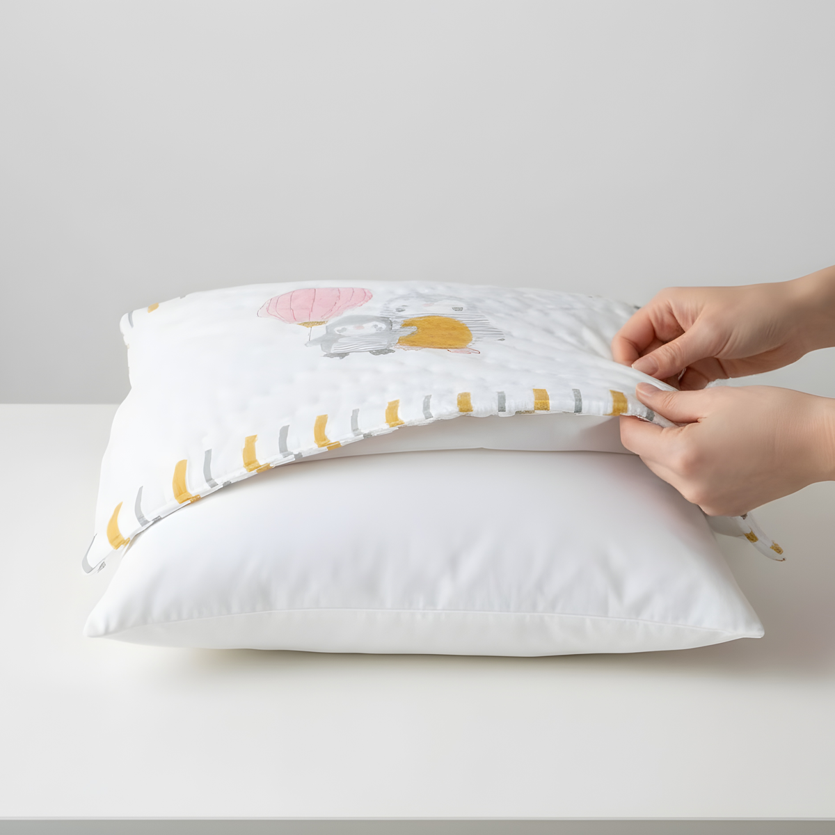 Mulmul 5-Pc Cot Bedding Set (Quilt) - Penguin Party