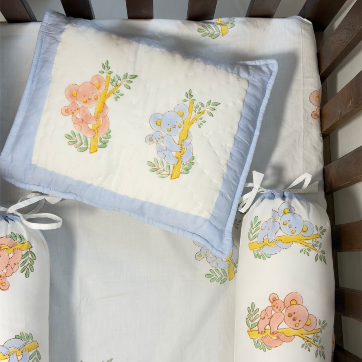 Mulmul 5-Pc Cot Bedding Set (Dohar) - Koala
