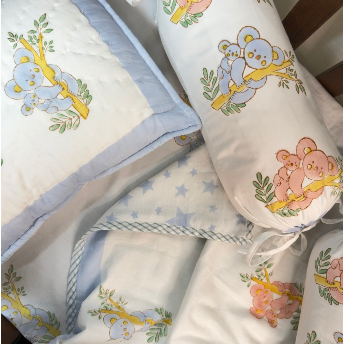 Mulmul 5-Pc Cot Bedding Set (Dohar) - Koala