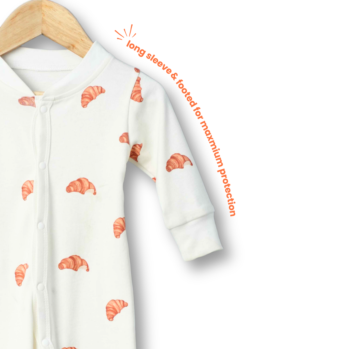 Organic Cotton Footed Onesie - Croissant Candy