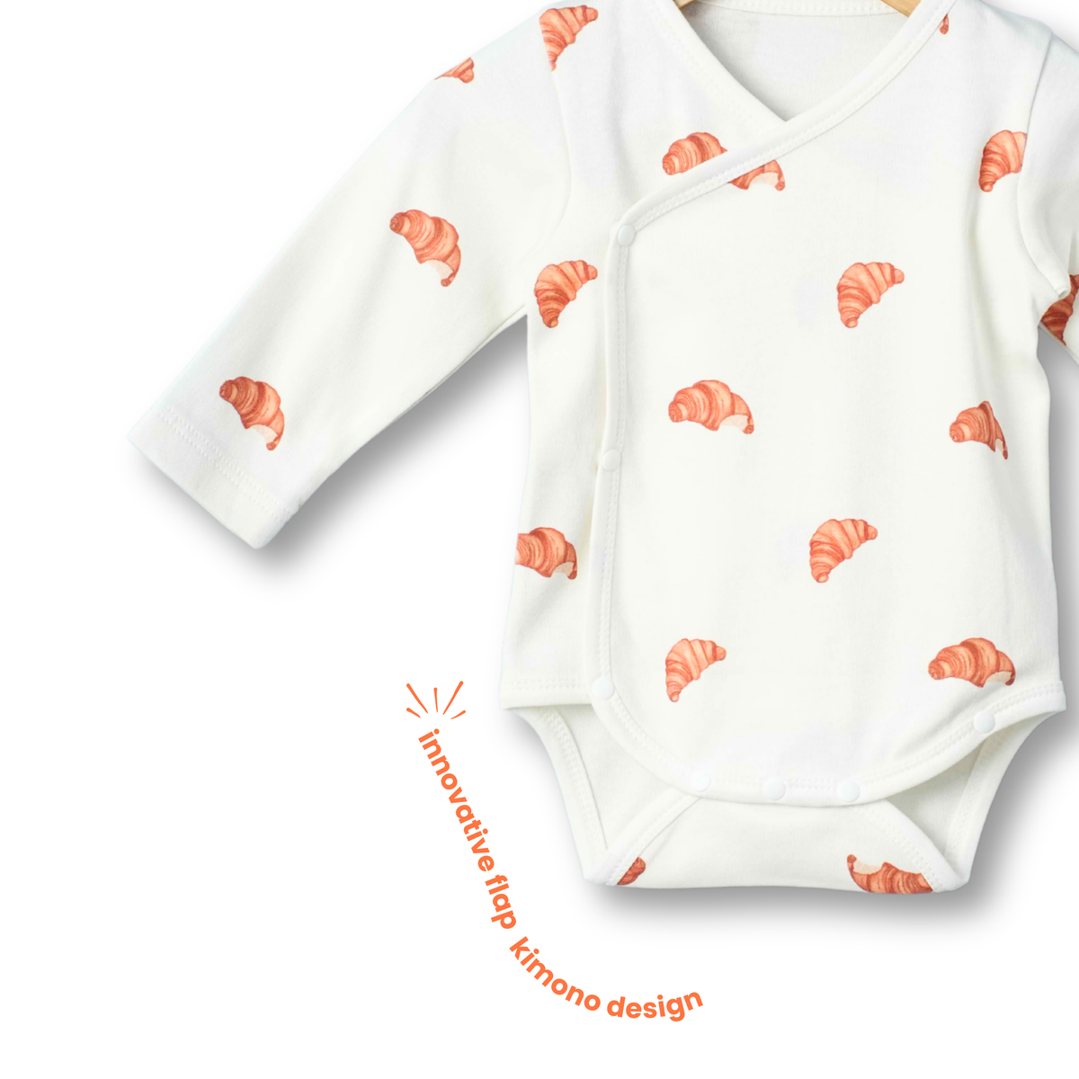 Organic Cotton Kimono Romper - Croissant Candy