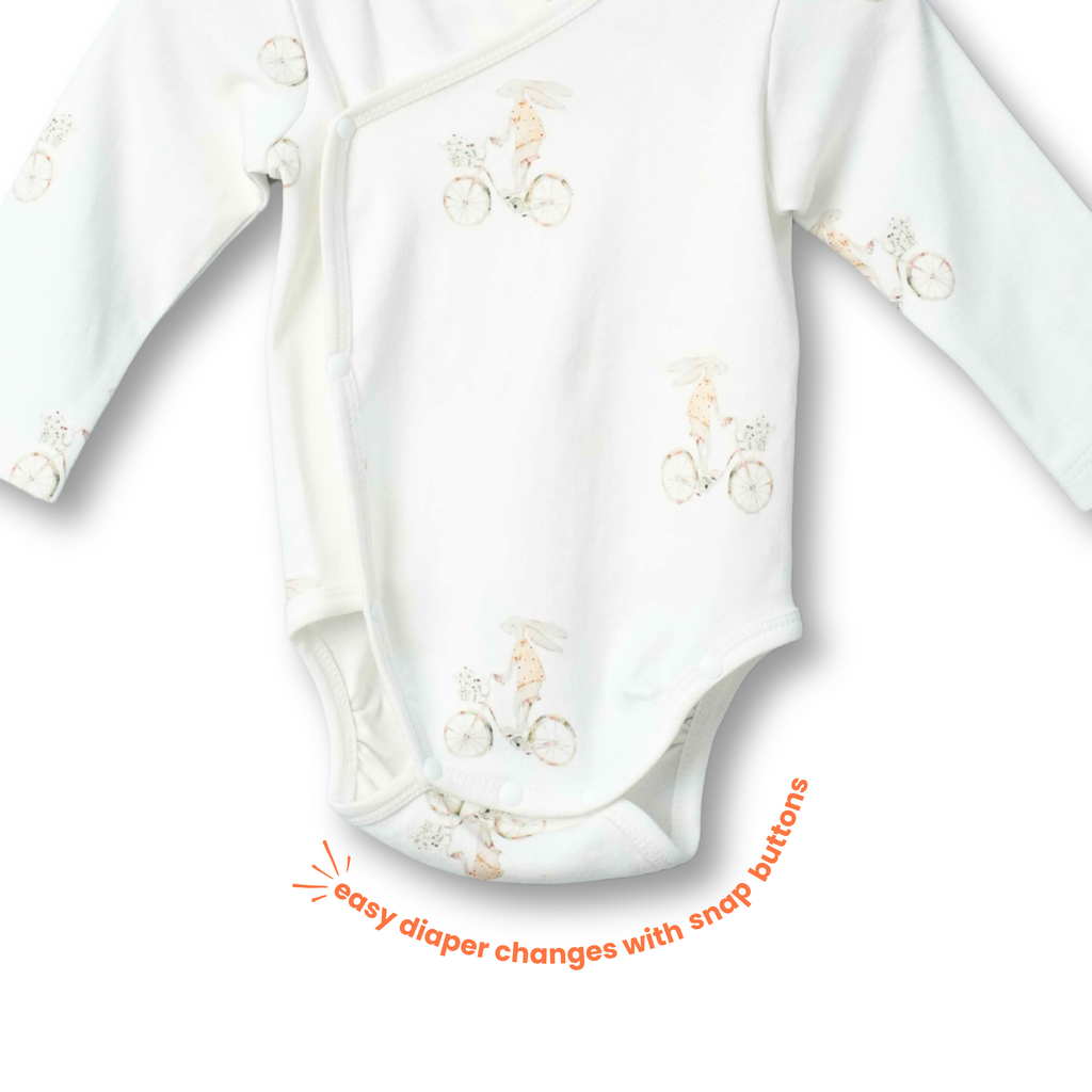 Organic Cotton Kimono Romper - Bunny Bloom