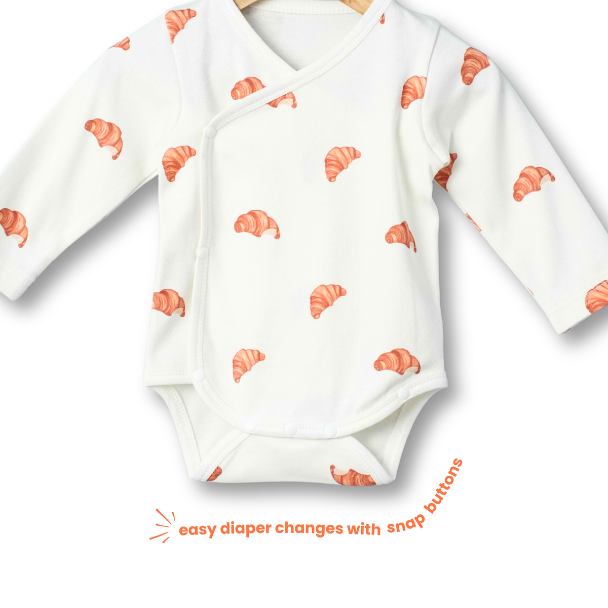 Organic Cotton Kimono Romper - Croissant Candy