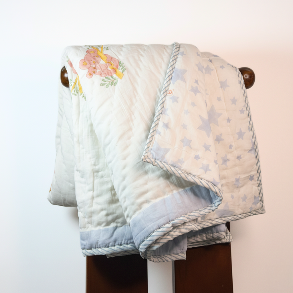 Mulmul 5-Pc Cot Bedding Set (Quilt) - Koala
