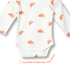 Organic Cotton Long Sleeve Bodysuit - Croissant Candy